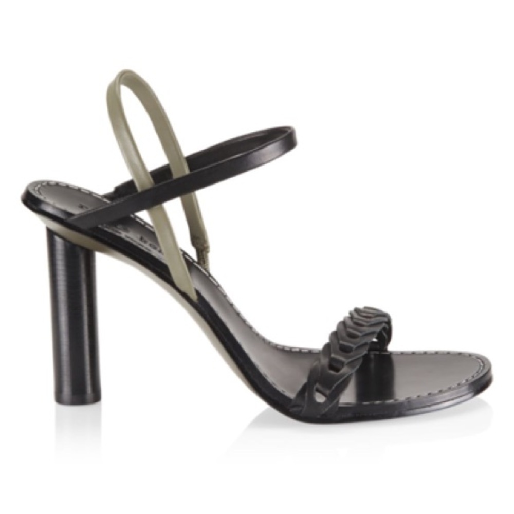 New Rag & Bone Black/Olive Infinity 3 Inch Heel Leather Sandals